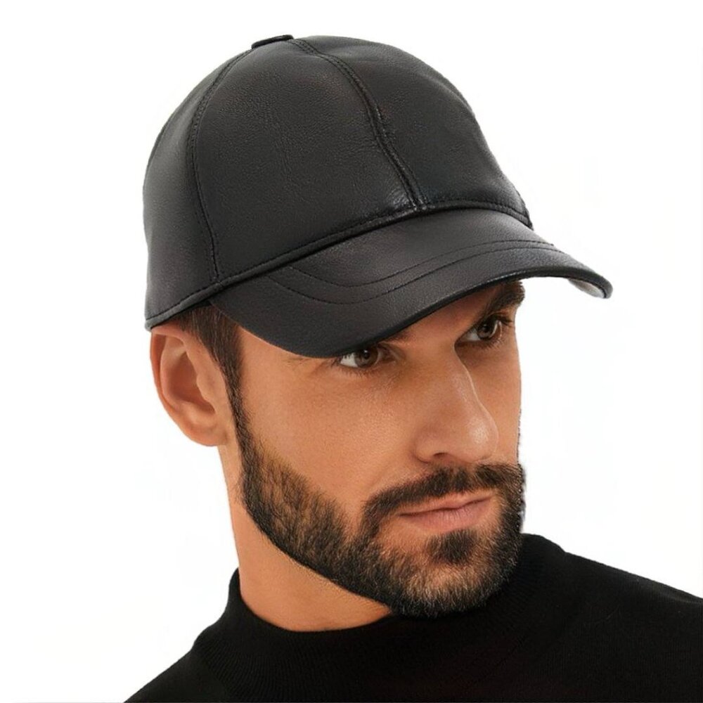 Genuine Lambskin Leather Baseball Cap – Premium Adjustable Hat - Picture 7 of 7